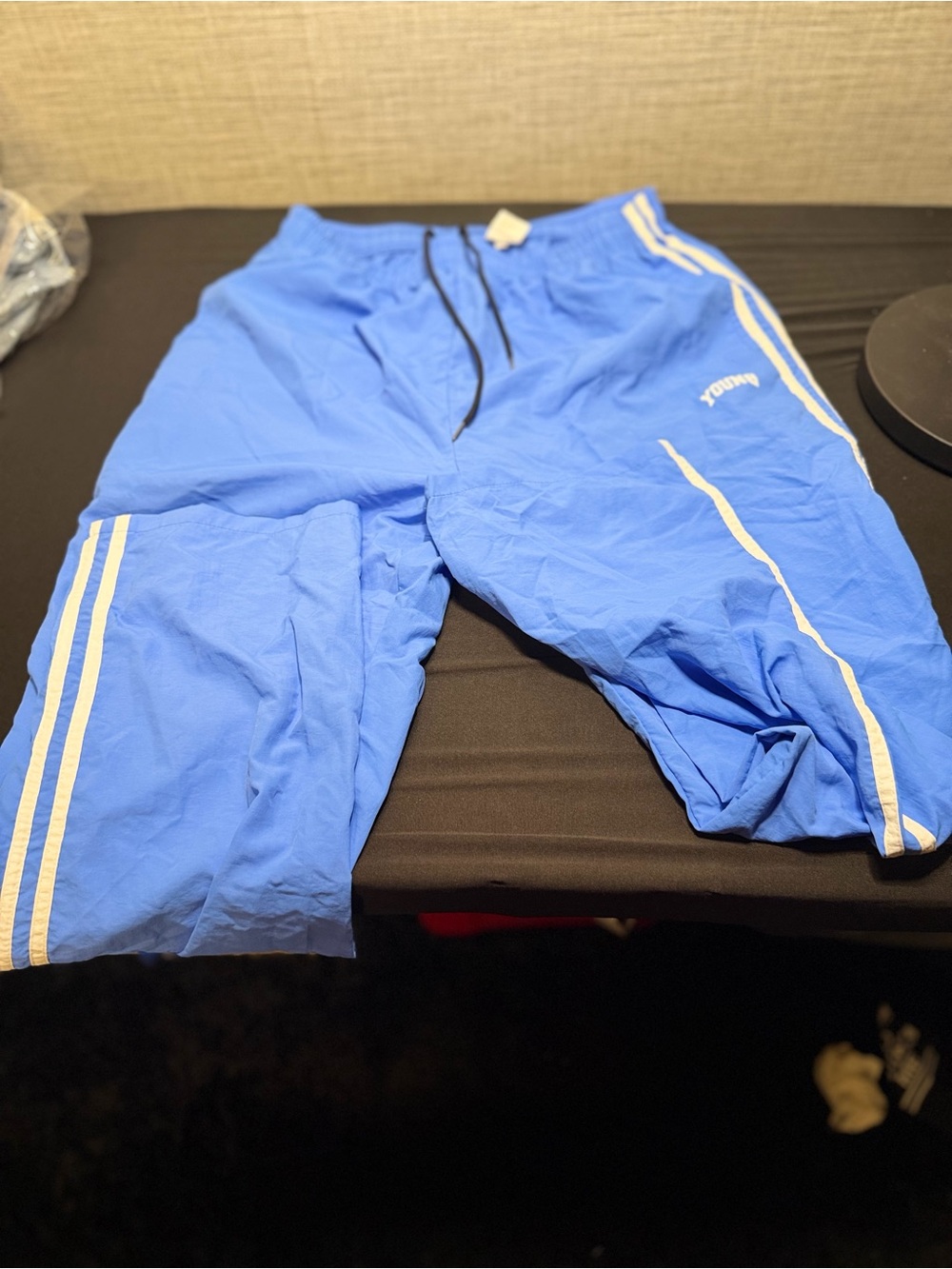 Kids Blue Track Pants with White Stripe